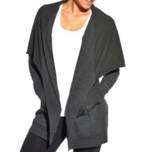 Calia Effortless Waterfall Drape Open Cardigan Style Duster Pockets Thumbholes S - Picture 7 of 13